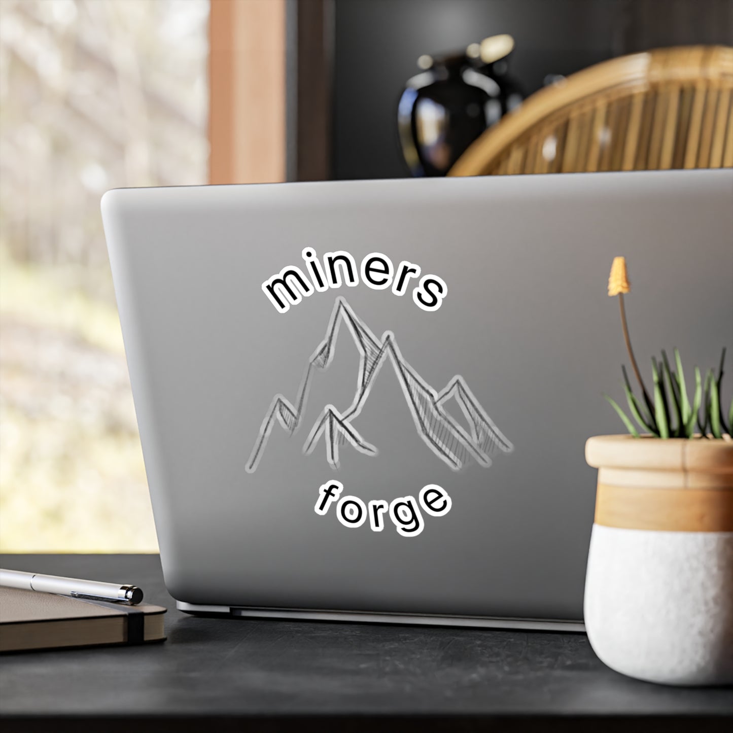 Mountain Logo Sticker — "miners forge" Minimal Vinyl Kiss-Cut Decal