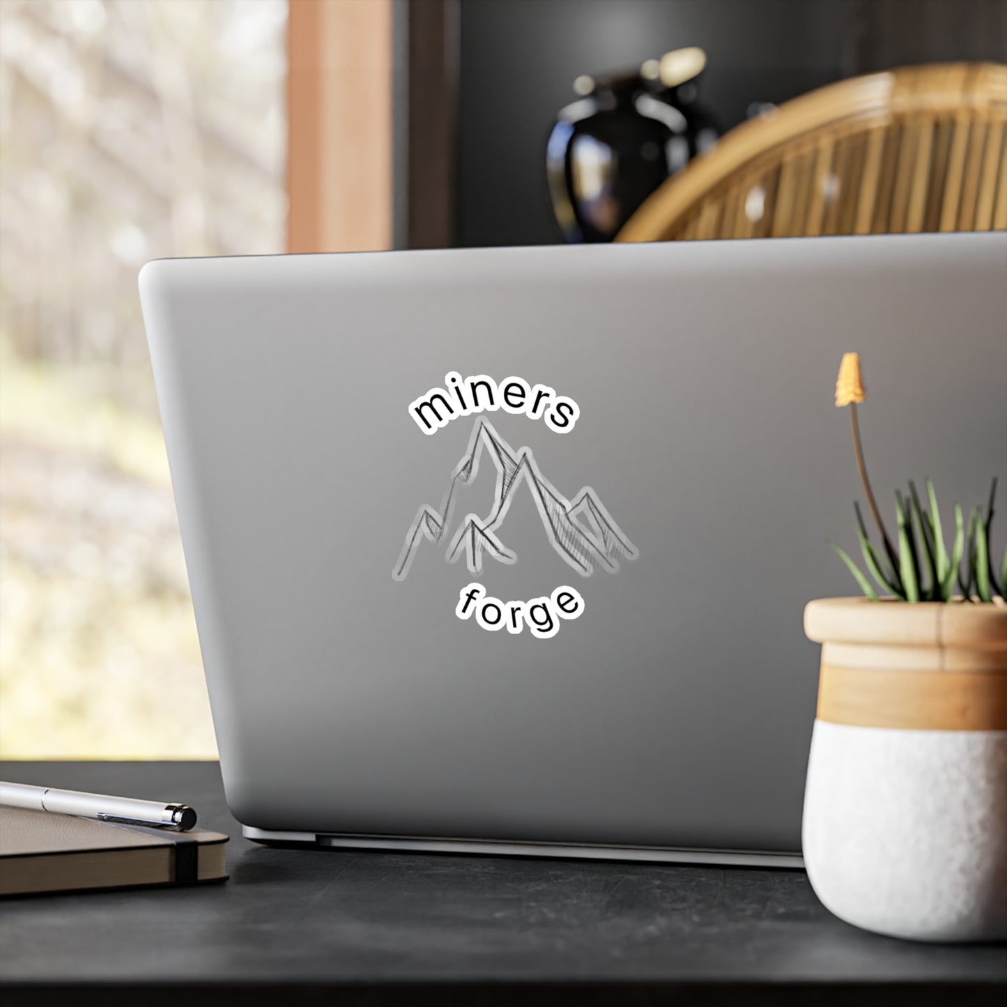 Mountain Logo Sticker — "miners forge" Minimal Vinyl Kiss-Cut Decal