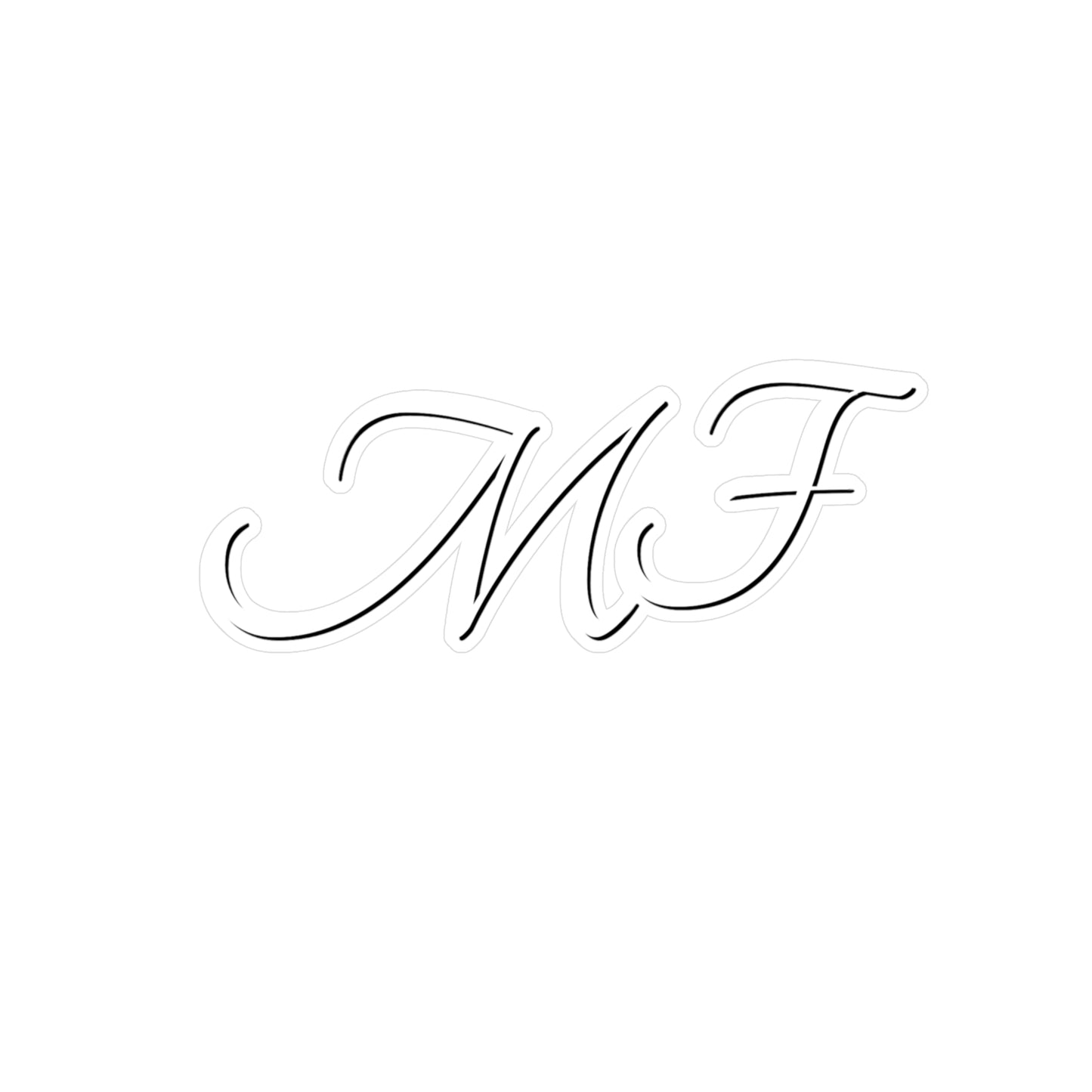 Monogram Vinyl Sticker — Elegant Script “MF” Kiss-Cut Decal